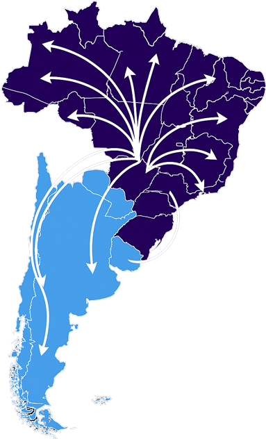 Atendemos o Brasil e o Mercosul